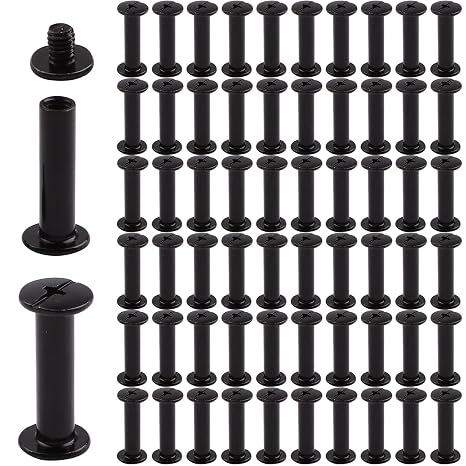 INCREWAY Phillips Screws, 60 Sets 5mm X 20mm Nickel Plated Chicago Binding Screws Round Cross Head Stud Screw, Black