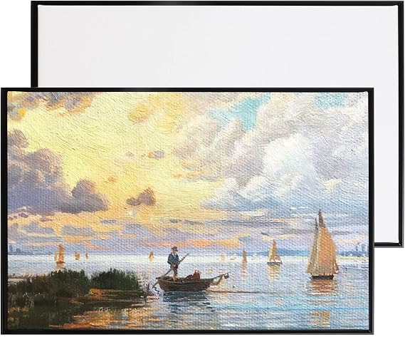 16"x20" Aluminum Canvas Frame with 9/10" Thickness Blank Stretched Canvas for DIY Oil Painting (Black)(2 Canvas+2Frames)