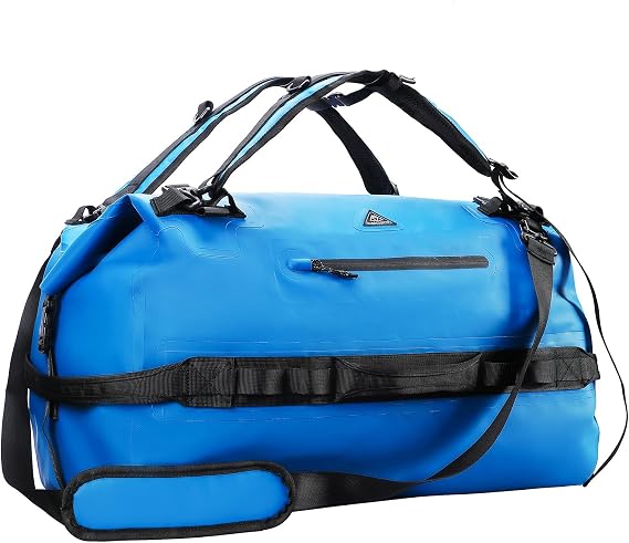 Haimont IPX7 Waterproof Roll-Top Dry Duffel Backpack | 60L/90L Sizes, 500D Tarpaulin, Welded Seams, Mesh Pockets, Boating & Kayaking