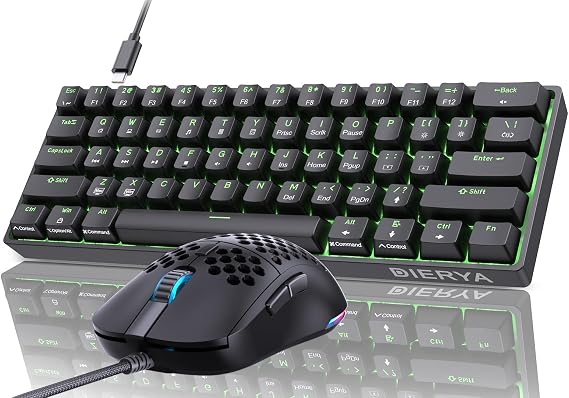 DIERYA DK61SE Wired Mechanical Keyboard and M1SE Programmable Gaming Mouse Combo, for Windows Laptop PC Gamer Typist