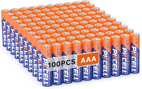 PKCELL AAA Batteries 100 Pack, LR03 Alkaline 1.5Volt Triple A Batteries | 10-Years Shelf Life, High Capacity AAA Batteries for TV Remote, Clock, Gaming Controller