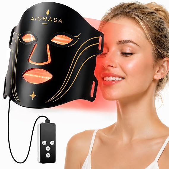 Red Light Therapy Mask for Face, 4 Modes 850nm NIR & Red LED Light