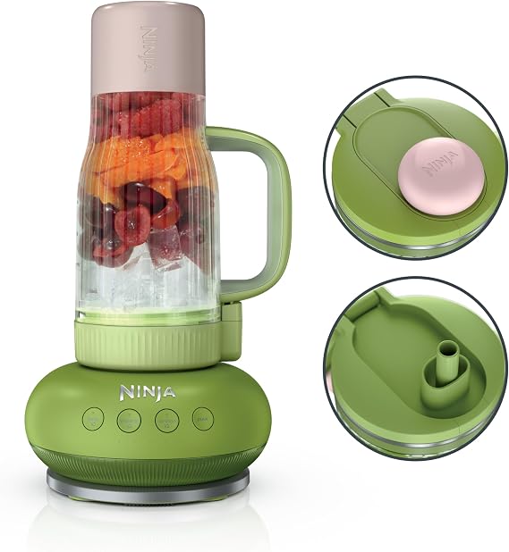 Ninja Blendboss Personal Blender for Smoothies and Ice Drinks 740 ml Travel Mug with Leakproof Lid Chug Spout and Removable Straw, Auto-iQ Technology, 1200 Spikes, Rubber
