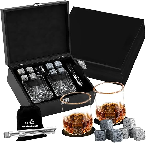 Stone Whiskeys Chiller and Thick Glass Set Chilling Enhances Social Gatherings and Tastings Chiller