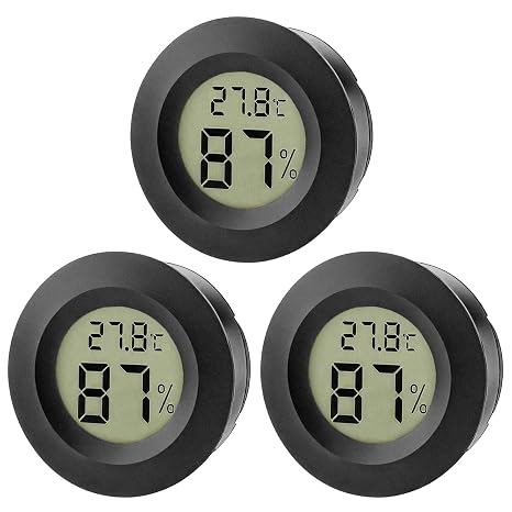 3 Pcs Hygrometer Thermometer, Mini Round Hygrometer LCD Digital