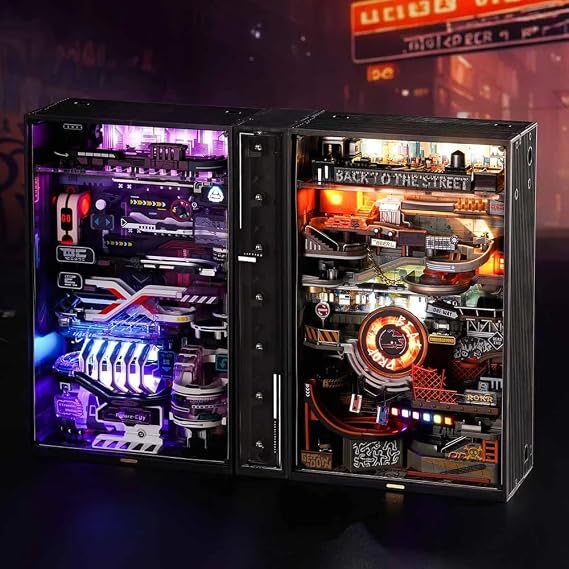 ROKR 3D Puzzles Marble Run Parallel World 2in 1,The Future City+Hip-Hop Street