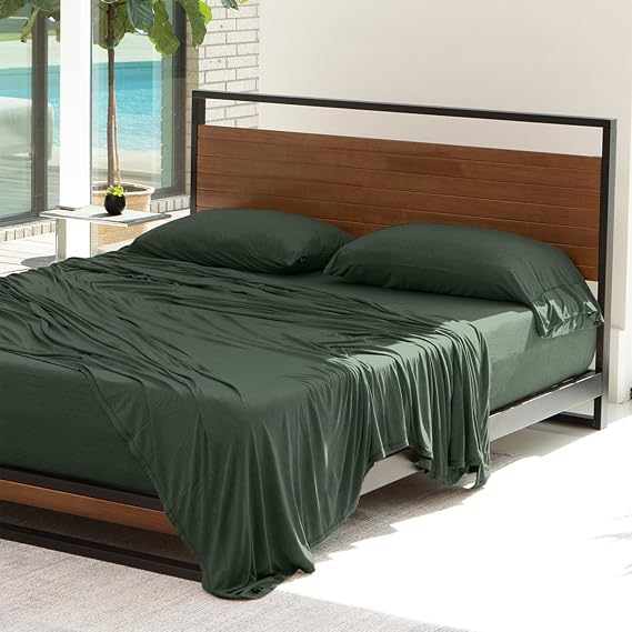 Bedgear Hyper-Wool Bed Sheet Set - Warm, Breathable & Moisture-Wicking for Dry Sleep Environment - Soft-Touch Fabric - Fitted Sheet, Flat Sheet, Pillowcases, Bedding Sheets, Queen, Forest Green