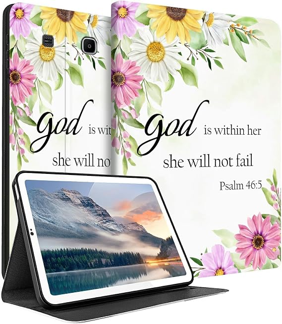 for Samsung Galaxy Tab E 9.6" 2015 (SM-T560/T561/T565/T567) Tablet Case, PU Leather Stand Shell Multiple Viewing Angles Protective Cover for Galaxy Tab E 9.6", Flower Bible 46-5