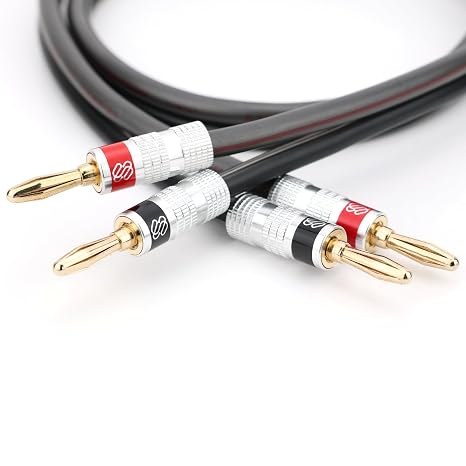 Sewell Silverback 10 AWG Speaker Wire with Premium Banana Plugs, 10 feet | Silverback Banana Plugs, CL3 Rated, Oxygen Free Copper, High Strand Count, Terminated