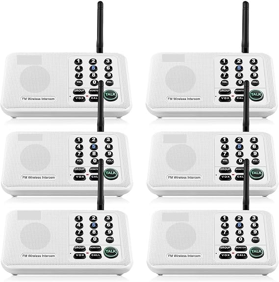 Intercoms Wireless for Home One Piece Wireless Intercom System for Home House Business Office 5280 Ft Long Range 10 Channel Room to Room Communication System(Bianco)