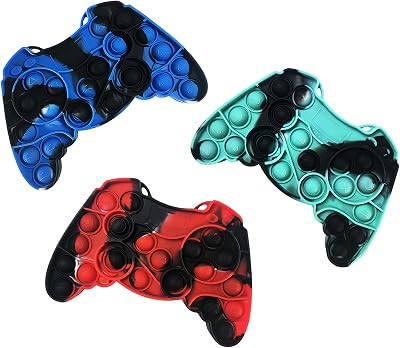 3 Pcs Popits Pop Push it Gamepad Game Controller Shape Sensory Fidget Toy,Tie Dye Pop Push Bubble Fidget Popper Toys,Autism Special Needs Anxiety Stress Reliever for Kids Adults.