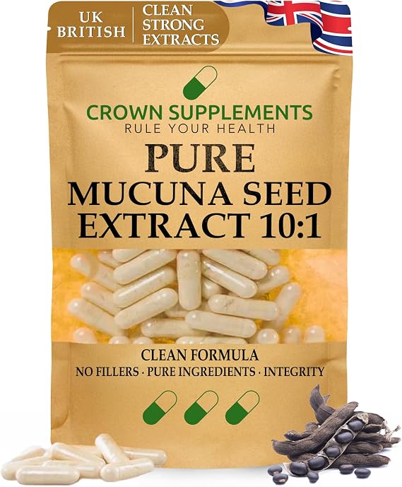 Pure Clean Mucunas Extract 10:1 | Clean Supplements UK | Crown Supplements (90 Capsules)