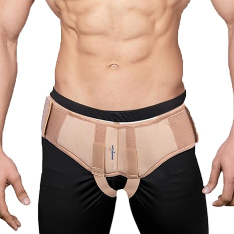 Wonder Care Inguinal Hernia Support Truss brace for Single/Double Inguinal or Sports Hernia with Two Removable Compression Pads & Adjustable Groin Straps,Medium (Pack of 1)