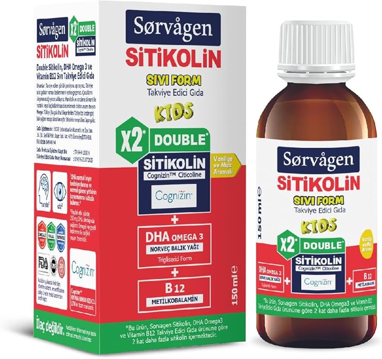 SORVAGEN DOUBLE SİTİKOLİN SIVI FORM_ SİTİKOLİN (250 mg), DHA OMEGA 3 VE B12 (150 ml)
