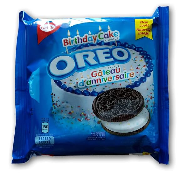 Christie Oreo Birthday Cake Flavour Cookies 303g/10.7 oz, (3 Pack) {Imported from Canada}