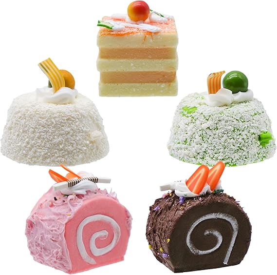 Artificial Simulation Cake, 5Pcs Realistic Cake Dessert Fake Cake Food Model Realistic Cupcake Bread Dessert for Photography Props Kitchen Home Decoration Display