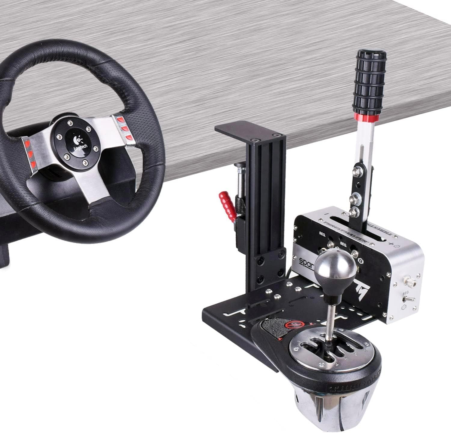 Universal Desk Mount for Racing Sim Shifter & Handbrake - Compatible With Logitech G Driving Force, Thrustmaster TH8A & TSS, Fanatec ClubSport - USB Compatible