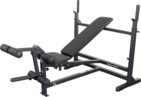 Body-Solid (GDIB46LB) PowerCenter Olympic Bench - Versatile Weight Bench with Squat Rack, Bench Press Rack, and Leg Developer - Ideal for Strength Training & Total-Body Workouts, Black