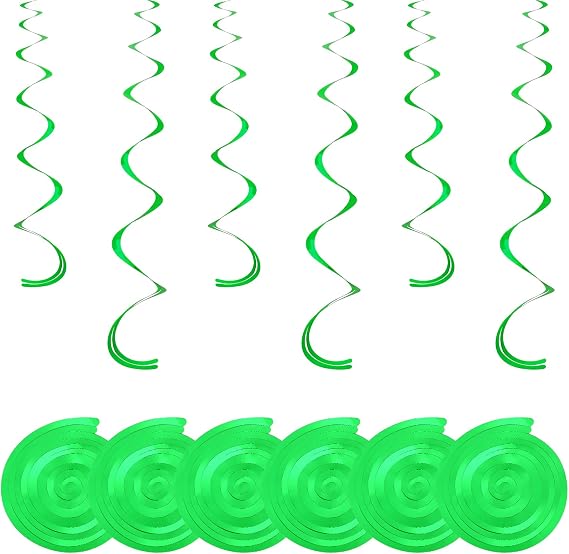 36 Rolls Green Hanging Swirl Decorations - Shiny Foil Ceiling Spirals Streamers for Wedding, Birthday Party, Anniversary Xmas Baby Shower Christmas Decor