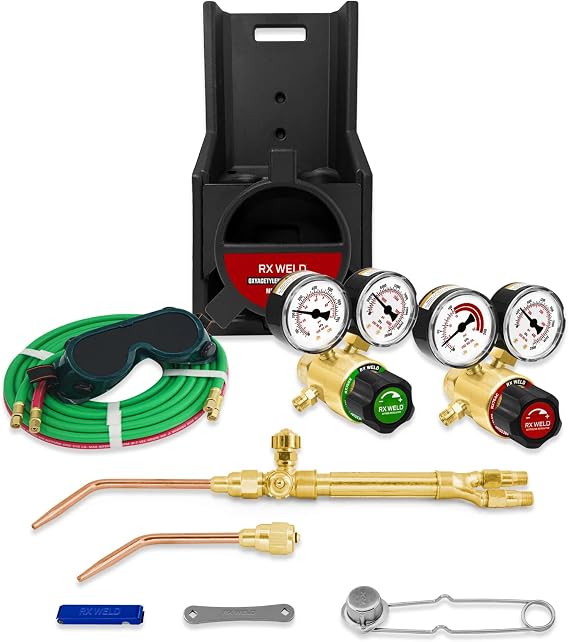 RX WELD Light Duty Oxy-Fuel Welding and Cutting Torch Kit | HVAC Brazing Set, Check Valves & Tote, Cylinders Not Included