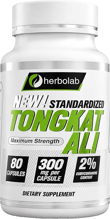 herbolab Tongkat Ali Capsules Eurycoma Longifolia (Longjack) Root Extract 2% Eurycomanone 300mg 80 Count