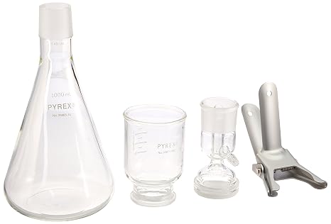 Corning Pyrex 33980-300 Borosilicate Glass Complete 47mm Microfiltration All Glass Apparatus with 300mL Funnel, 1 Liter Flask, Support Base and Aluminum Clamp
