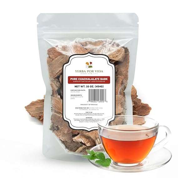 Yerba Por Vida Cuachalalate Tea 100% Natural Cuachalalate Bark Herbal Tea from Mexico | Wild-Harvested Corteza Organic | Caffeine-Free Infusion in Resealable Bag (16 oz)