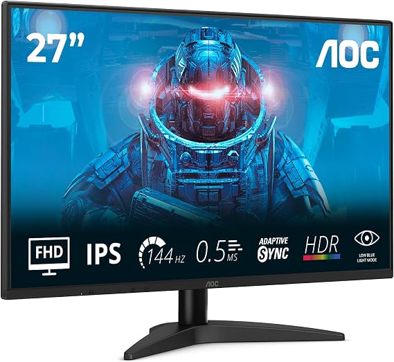 AOC 27B36X 27 inch FHD Gaming Monitor 144Hz, IPS Panel, 4ms GtG, HDR10, (1920x1080 HDMI 1x 1.4 DP 1x 1.4) Black