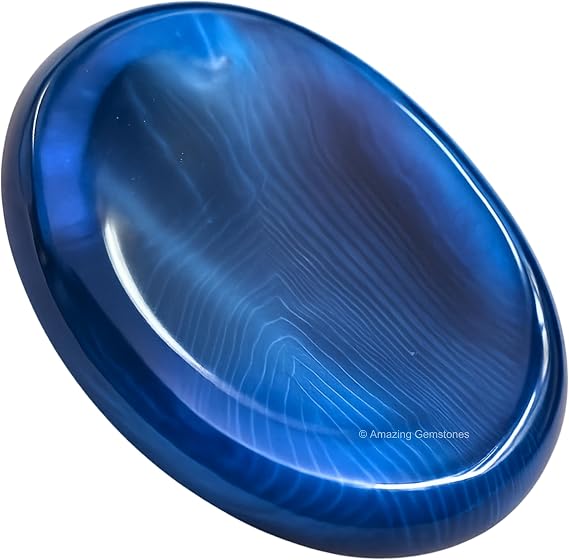 Alma Blue Agate Crystal Worry Stones for Anxiety, 1.5" Inch Healing Crystal
