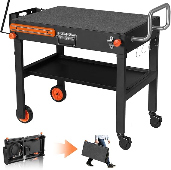 Blackstone Griddle Stand, Portable Outdoor Grill Table, Foldable Grill Cart With Wheels Fit 22 Inch or 17 Inch, Camping Folding Pizza Oven Tables Fit Ninja Grill and Weber,Blackstone Table