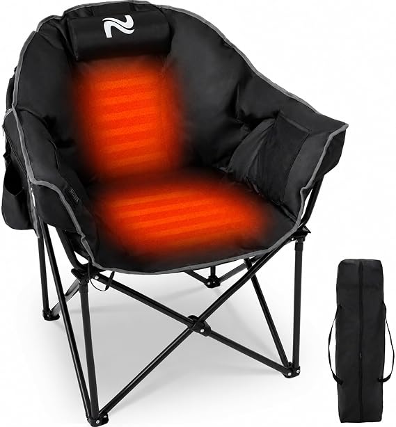 DoCred Oversized Heated Camping Chair, Fully Padded Folding Heated Chairs