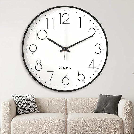 Wall Clock 8 Inch, Wall Clocks for Living Room Non-Ticking Silent, Kitchen Clock Wall with Stereoscopic, Dial Ultra-Quiet Movement Quartz for Living Room Bedroom Kitchen Office Classroom Decor