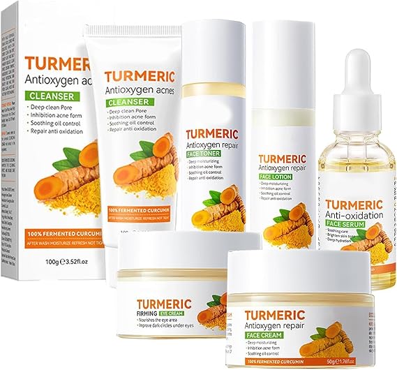 Turmeric Skincare Set, Turmeric Anti Oxidation Face Serum, Turmeric Dark Spot Corrector Serum for Reduces Fine Lines and Dark Spots, for All Skin Type (1set)