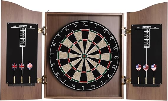 Dartboard Cabinet Set, Cabinet Sisal Dart Board, Dart Boards for Adults, Professional Dartboard with 6 Darts for Homes, Bedrooms, Bars, Clubs