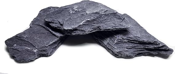 Natural Slate Stones 8 to 10 Inches - USA Sourced and Packaged for Aquascaping Aquariums, Terrariums, Paludariums, Reptile Enclosures, and Gardens (8-9 lbs)