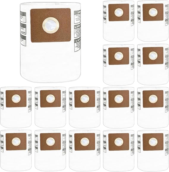 15 Pack 90668 Type B Vacuum Filter Bags Compatible with Shop Vac 2-2.5 Gallon Vacuums and All Around EZ Vacuum, 9066800, CMXZVBE38774 Dust Collection Bags