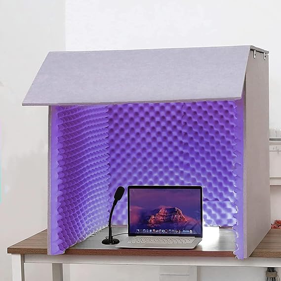 Portable Vocal Booth,Desktop Soundproof Cover,Isolation Booth,Self Made Sound Recording Studio Equipment,Microphisolation Absorbing Shield,for Studio Desk,Recording Booth, Podcast/Blue