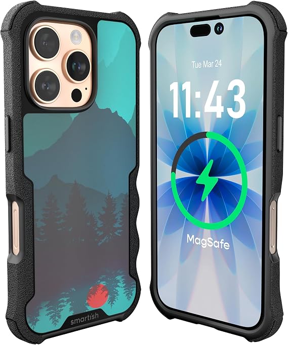 Smartish iPhone 16 Pro Case MagSafe, Gripzilla, Heavy Duty Grip, Mountains
