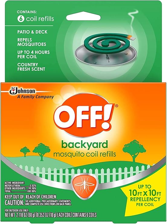 OFF! Mosquito Coil Refills for Patio Deck and Backyard Outdoor Areas Repel Mosquitoes 6 Count (Pack of 1)