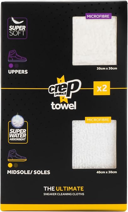 Crep Protect Shoe Cleaner Microfibre Towels - Premium Sneaker Cleaning for Midsole, Outsole, and Uppers - 2 Sizes in Pack