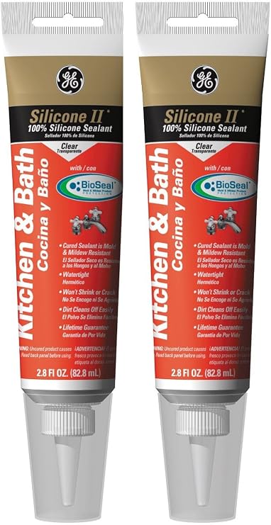 GE Silicone GE284 Clear Kitchen & Bath Silicone Caulk