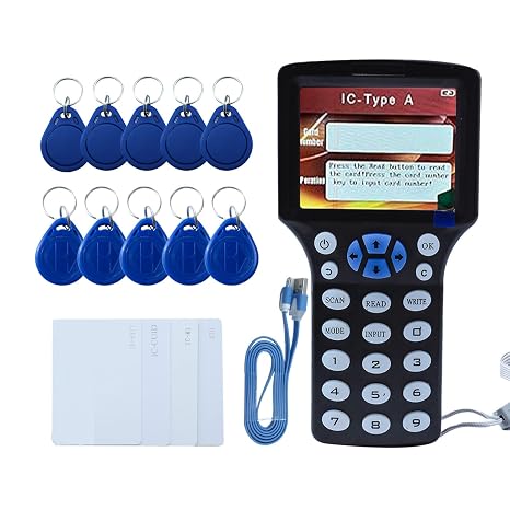 RFID Reader Writer Multi-Frequency RFID Copier Black | RFID Card Reader, Smart Card Decoder with Free Software and USB, RFID Writer for Access Control Home Security