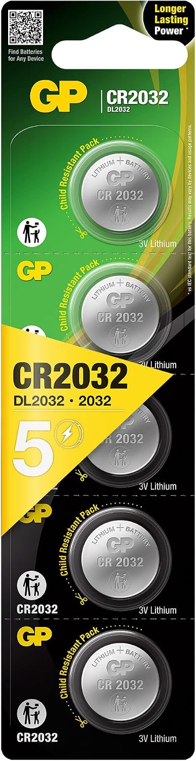 GP CR2032 Lithium Coin Cell Batteries - Pack of 5