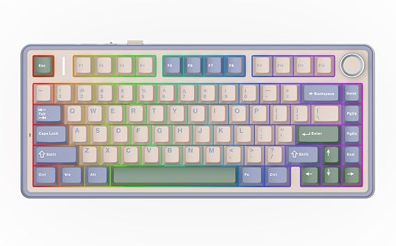 EPOMAKER AULA F75 Wireless Mechanical Gaming Keyboard, 75% Layout with Knob | Creamy Gasekt-Mount with Sound-Dampening, RGB, Hot-Swap, BT/2.4Ghz (Green, Reaper Switch)