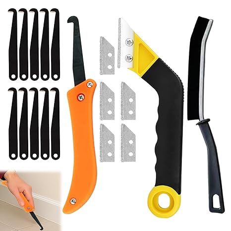 18 PCS Grout Removal Tool, Tile Grout Remover with 15 PCS Replacement Accessories, Grouting Tool for House Tile Floor Cleaning Repair