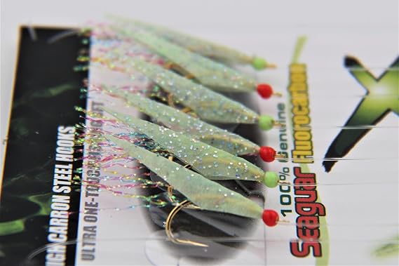 Hayabusa EX101 Glow Hage Green Fish Skin 6-Hook Sabiki Rig