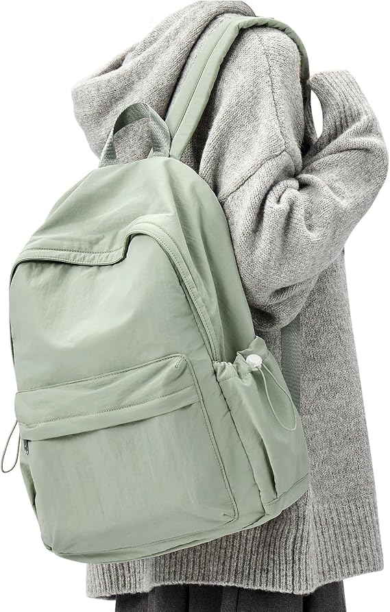 Simple School Backpack For Women Men Aesthetic Medium Backpack Lightweight Casual Daypack College Backpacks Cute Bookbag for Teens Girls Boys Basic Bagpack(Green)