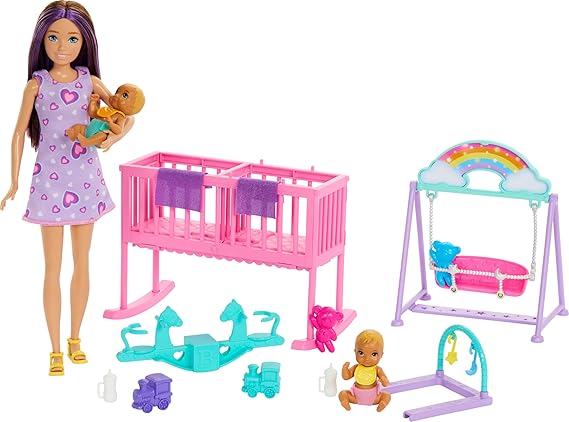 Barbie Skipper İkiz Bebekler Bakımı Oyun Seti Barbie Skipper İkiz Bebekler Bakımı Oyun Seti, ikiz bebek odası oyun seti ve aksesuarlar HXM99