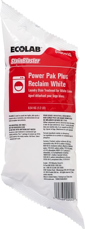 Ecolab Stainblaster Power Pak Plus Reclaim White Linen Laundry Machine Stain Treatment