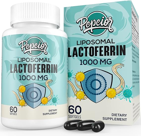 Liposomal Bovine Lactoferrin 1000 mg - Higher Absorption - for Iron Absorption & Immune Function Lactoferrin Supplements for Adults, 60 Softgels
